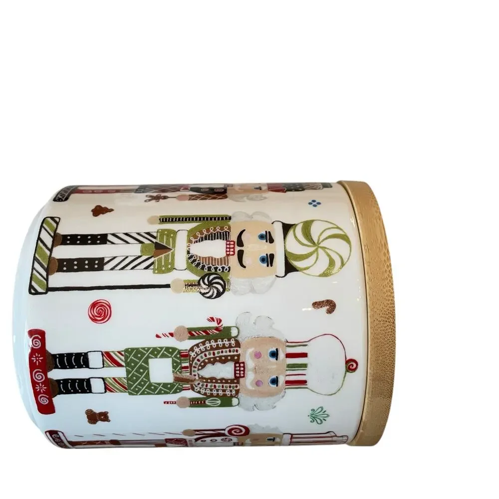 Grace Teaware Christmas NUTCRACKER Ceramic Canister w/ Wood Lid 6